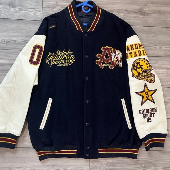 Y2K Akademiks Stadium Division Varsity Football Letterman Jacket Coat Mens XXXL